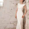 Adaiah Silk Satin Back crepe and french lace bias cut gown by Claire O&#039;Connor W @ Beloved Bridal image